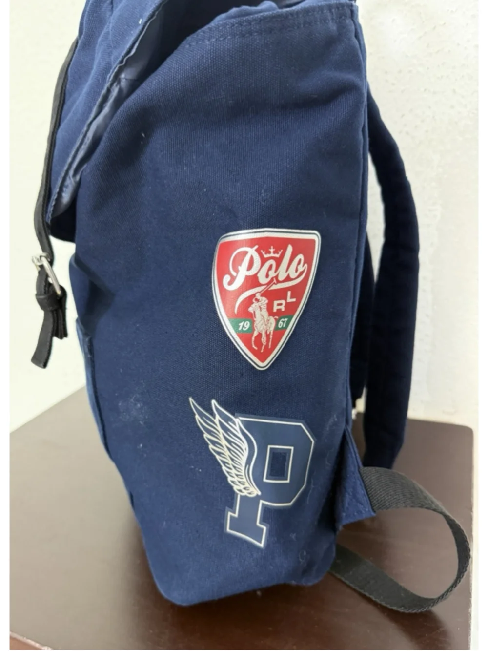 Ralph Lauren Canvas Backpack Unisex Logos Preppy Academic School Old Money Blue